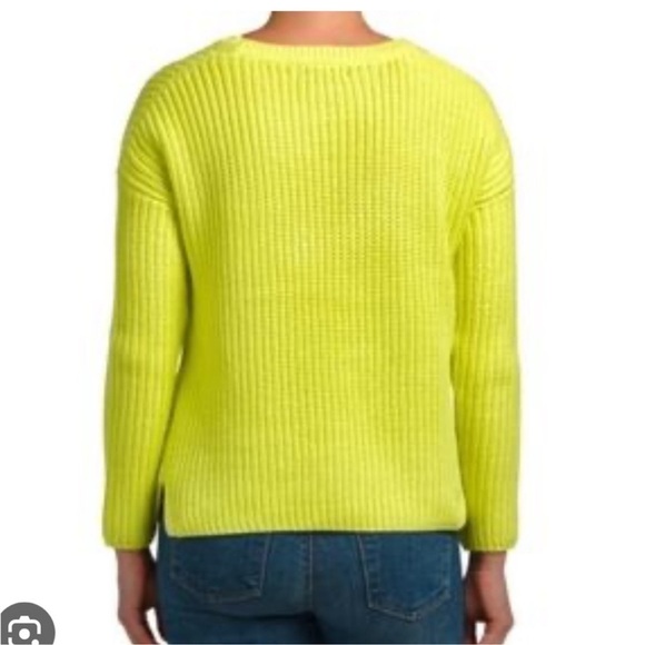Rachel Zoe Woman’s Sweater neon yellow crew neck chunky knit SZ Medium - Picture 2 of 8